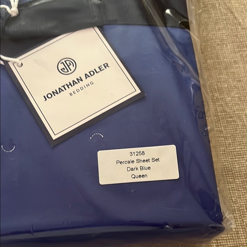 Jonathan Adler Navy Percale Sheet Set
